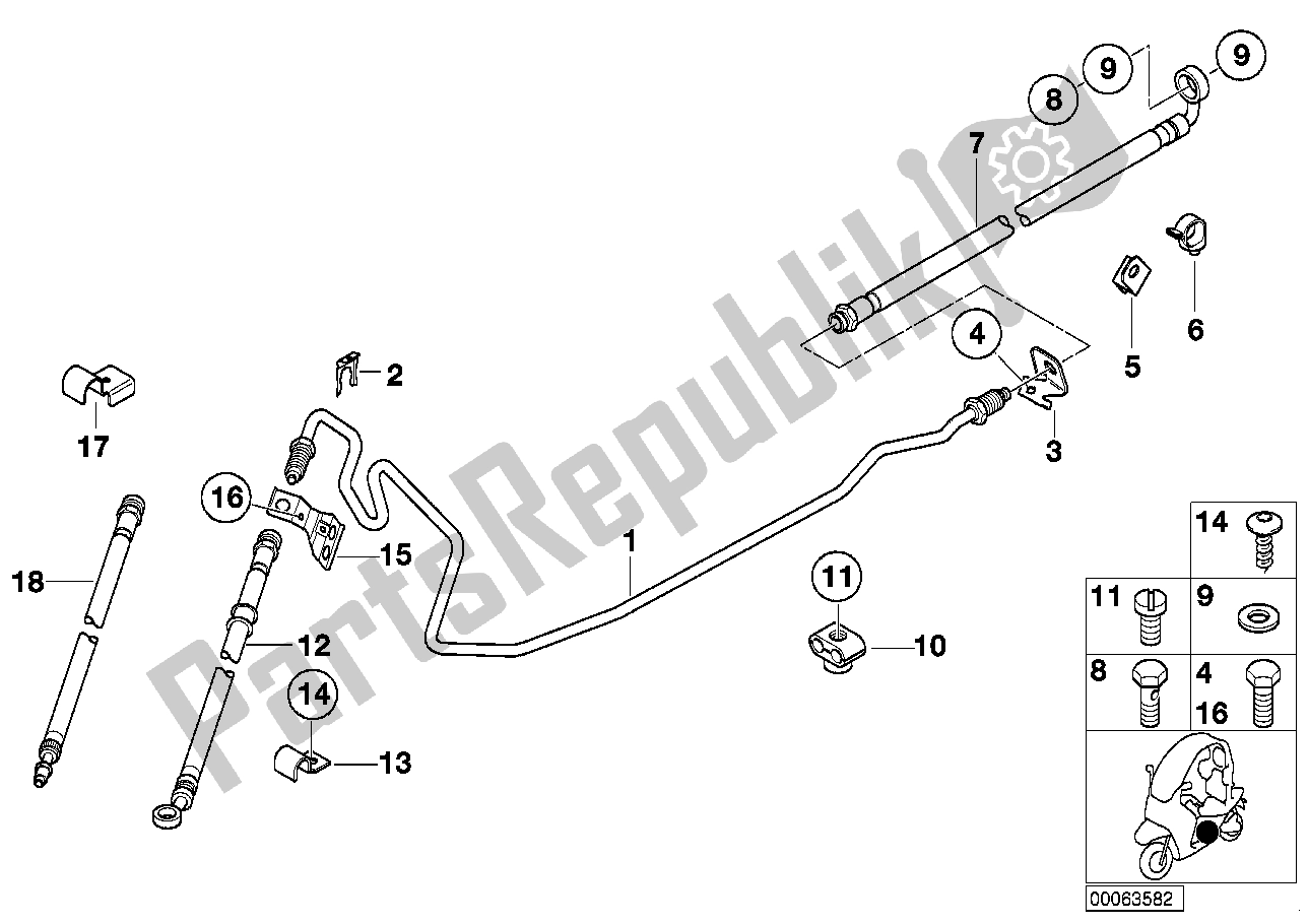 All parts for the Brake Pipe Front/rear/mounting of the BMW C1 125 2000 - 2004