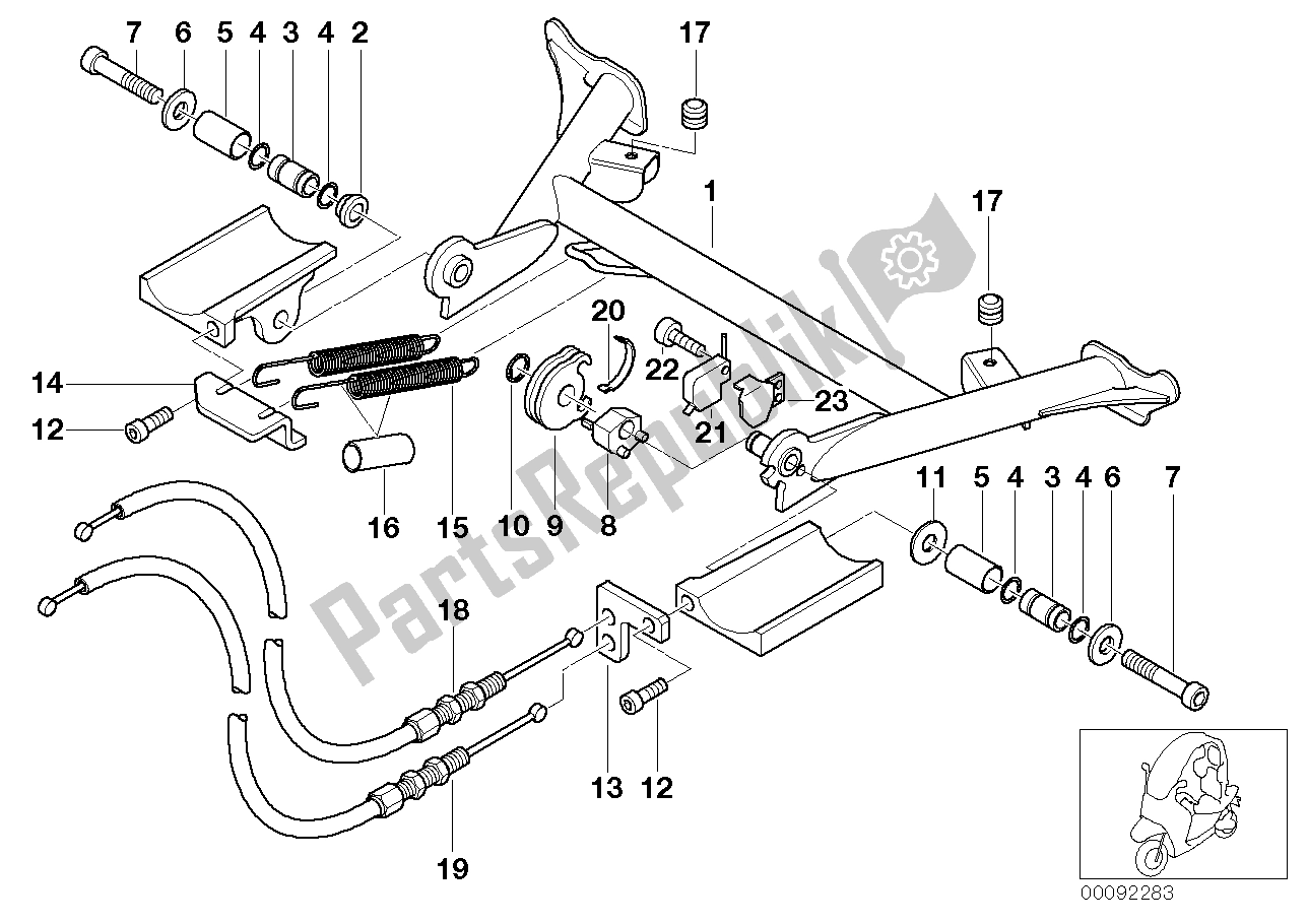 All parts for the Center Stand of the BMW C1 125 2000 - 2004