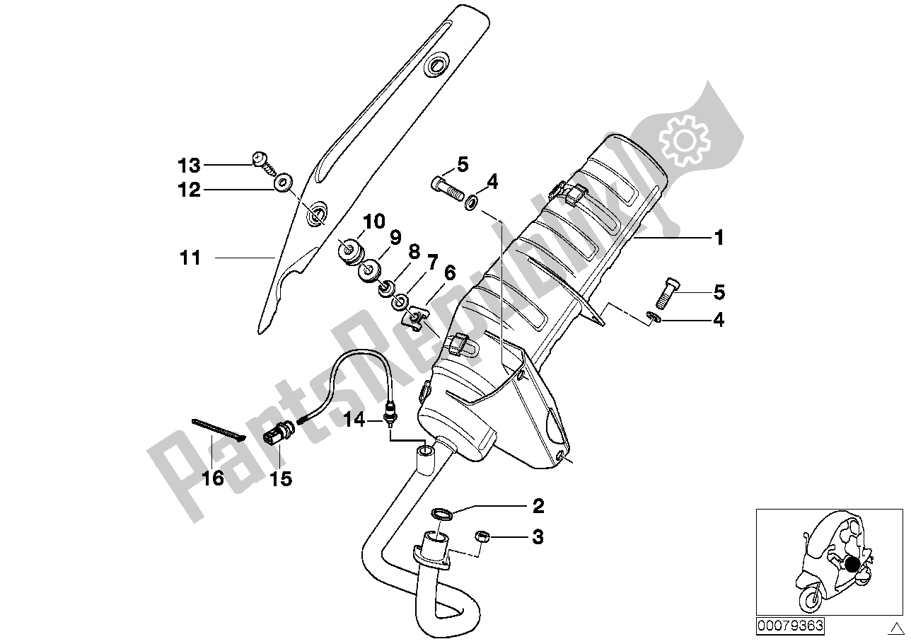 All parts for the Exhaust System Parts With Mounts of the BMW C1 125 2000 - 2004