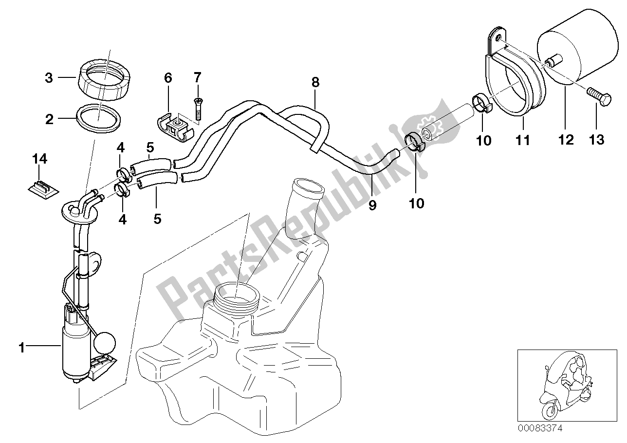 All parts for the Fuel Pump/fuel Filter of the BMW C1 125 2000 - 2004