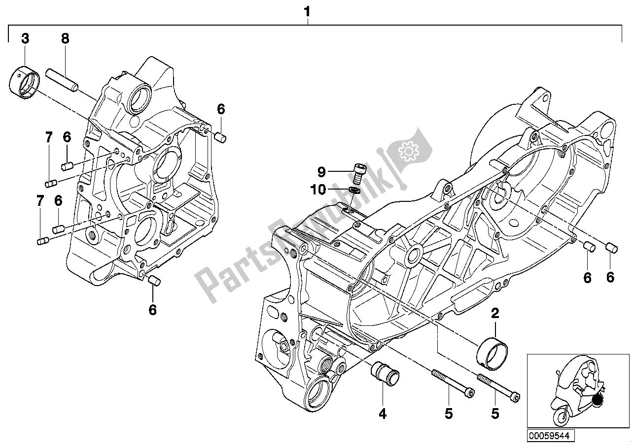 Alle onderdelen voor de Behuizing, Motoroverbrengingseenheid van de BMW C1 125 2000 - 2004