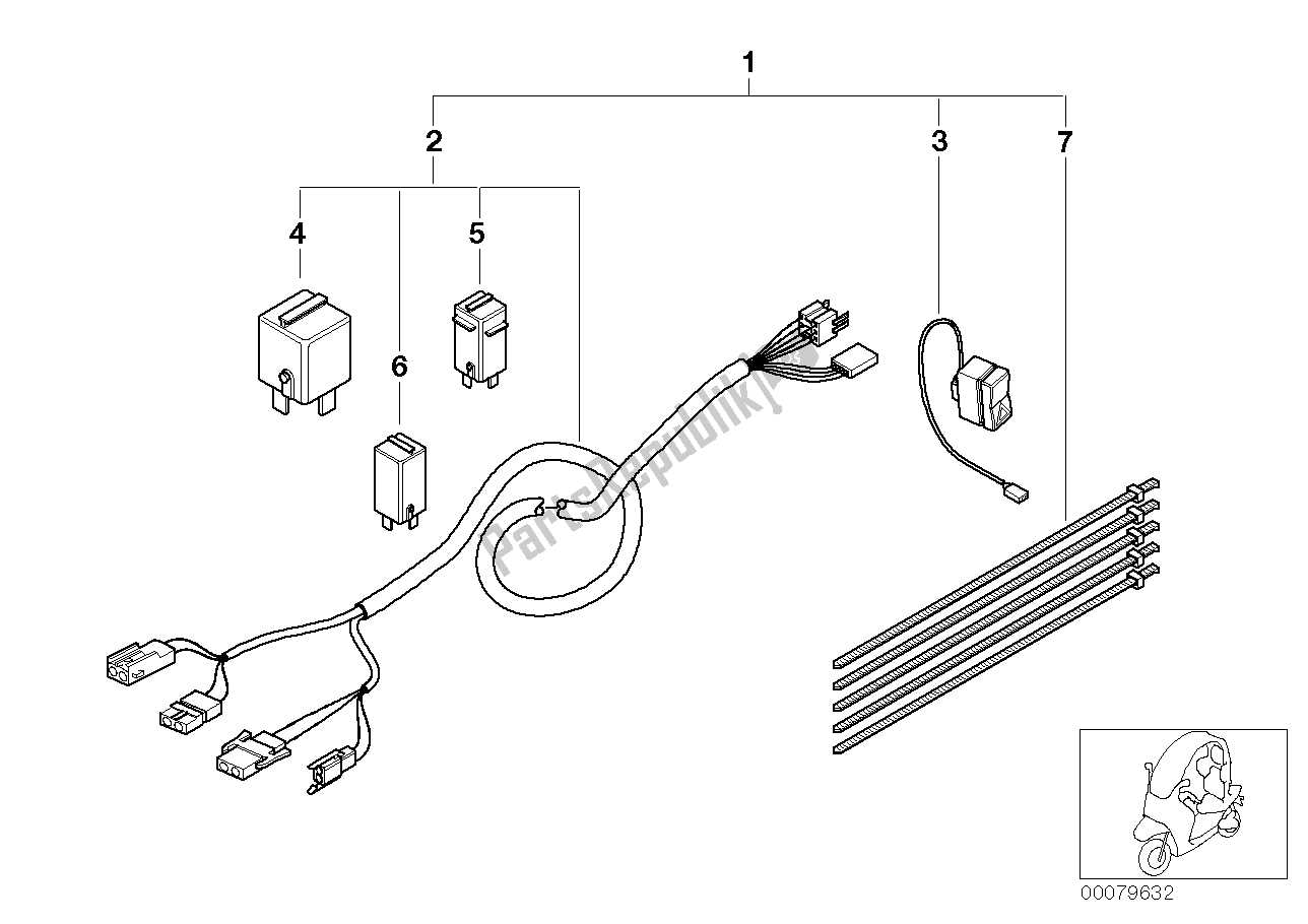 All parts for the Installing Set Hazard Warning of the BMW C1 125 2000 - 2004