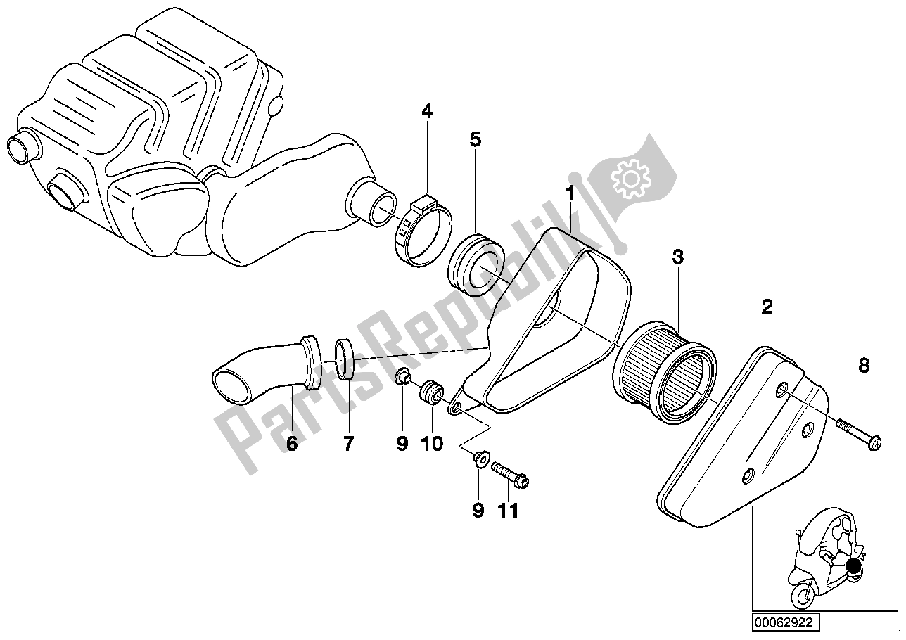 Toutes les pièces pour le Silencieux D'admission / Cartouche Filtrante Silencieux D'admission / Cartouche Filtrante du BMW C1 125 2000 - 2004