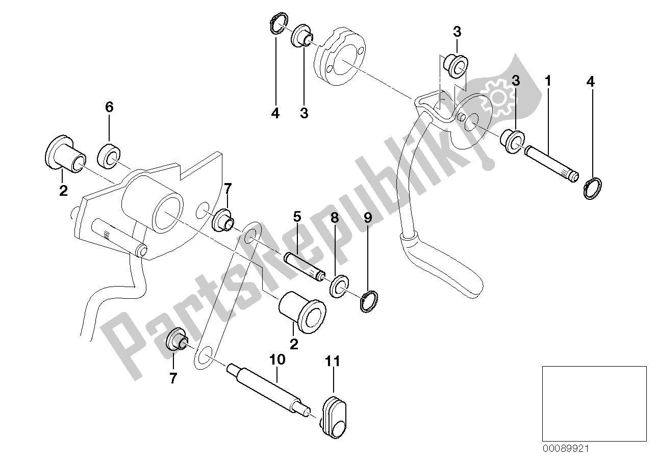 All parts for the Knee Lever Mechanism - Lever Mounting of the BMW C1 125 2000 - 2004