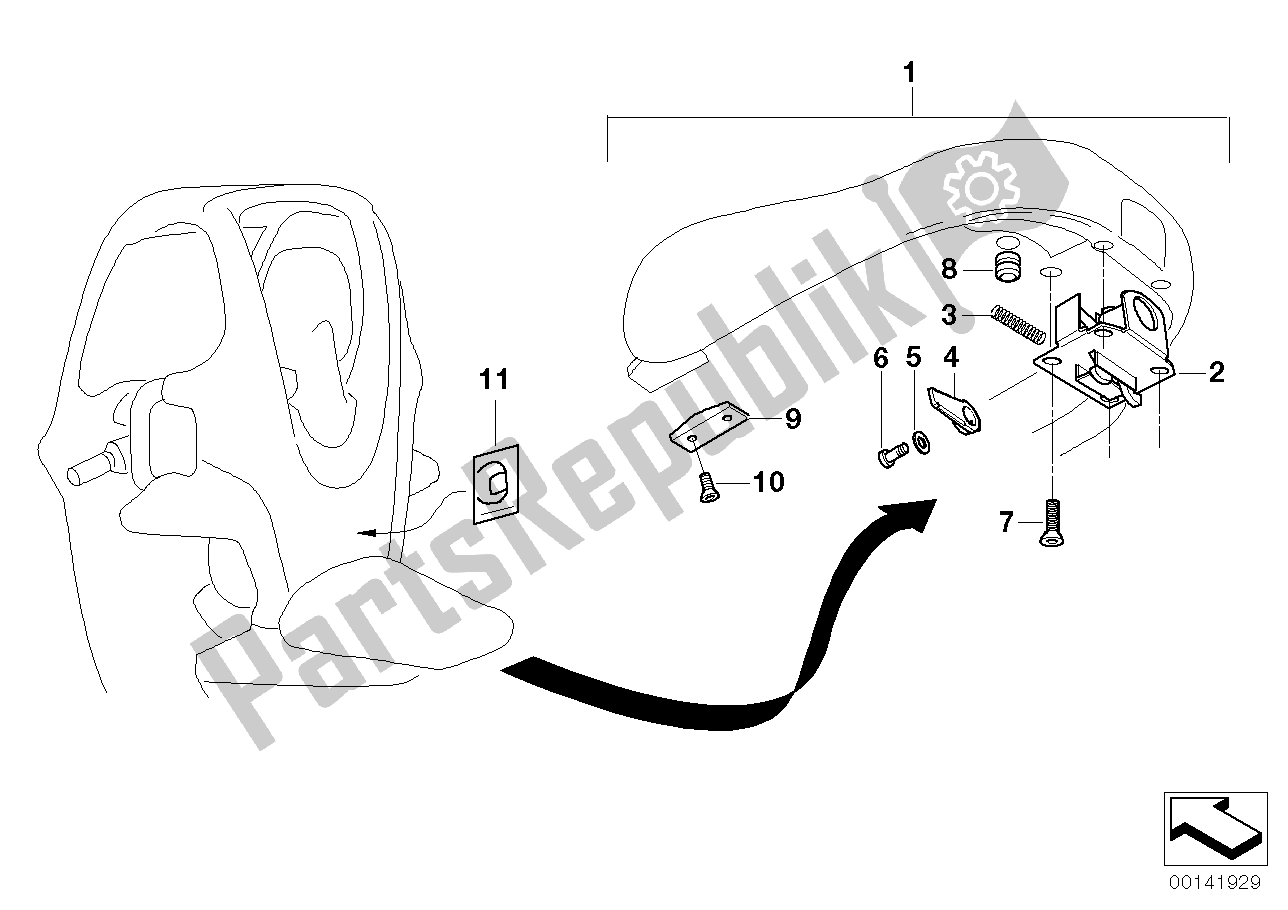 All parts for the Pillion-passenger Seat of the BMW C1 125 2000 - 2004