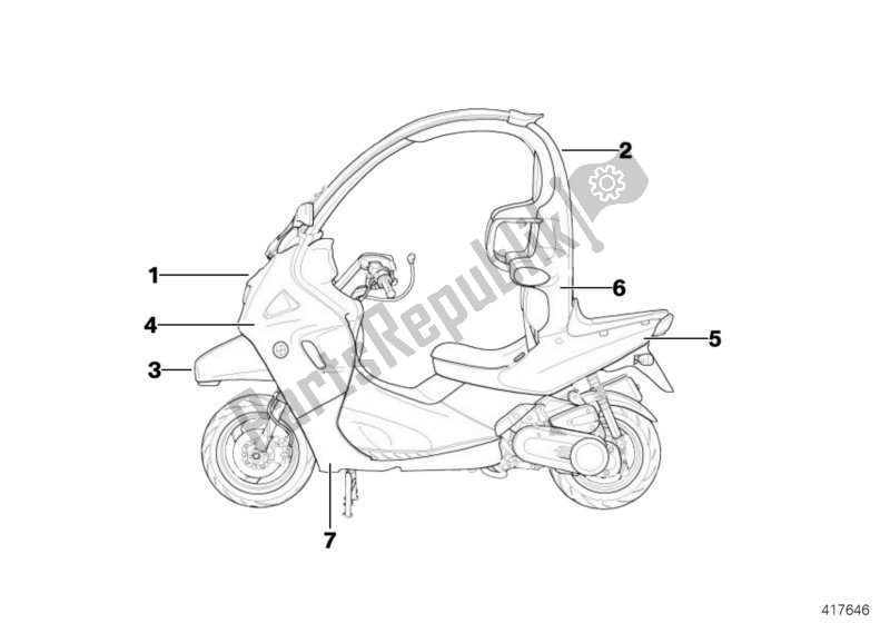 All parts for the Primed Parts of the BMW C1 125 2000 - 2004