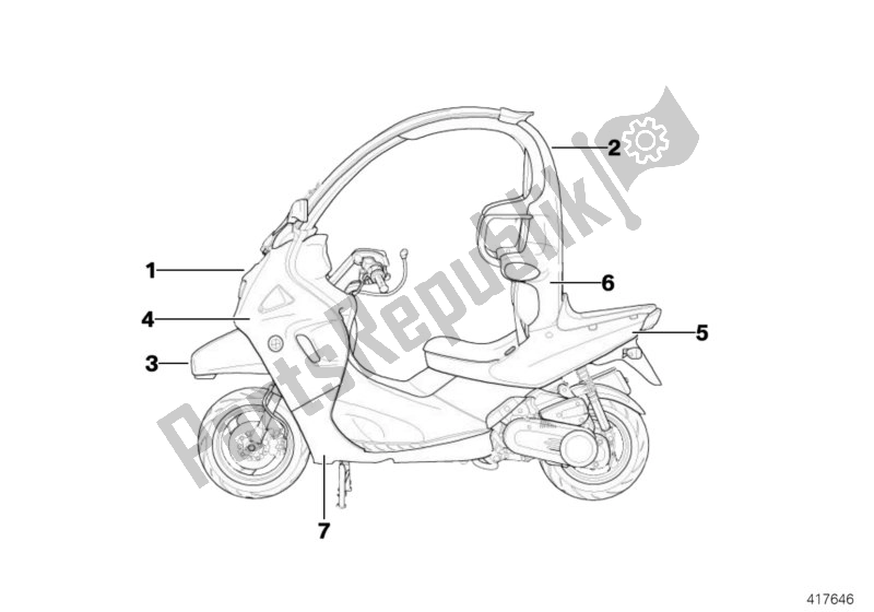 All parts for the Primed Parts of the BMW C1 125 2000 - 2004