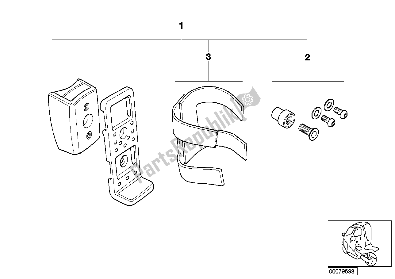 Alle onderdelen voor de Inbouwset, Houder Voor Mobiele Telefoon van de BMW C1 125 2000 - 2004