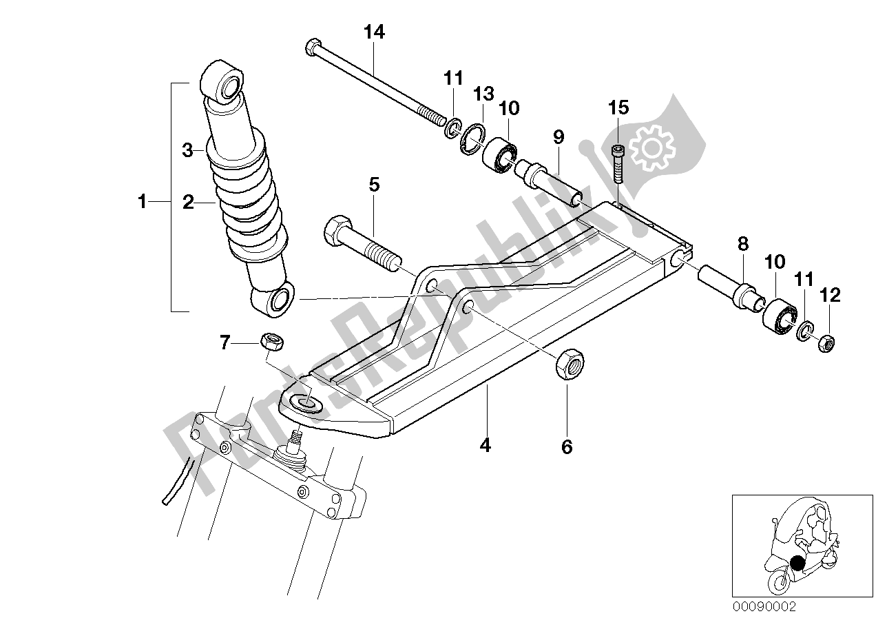 Todas as partes de Suporte De Mola, Frente, Braço Móvel do BMW C1 125 2000 - 2004