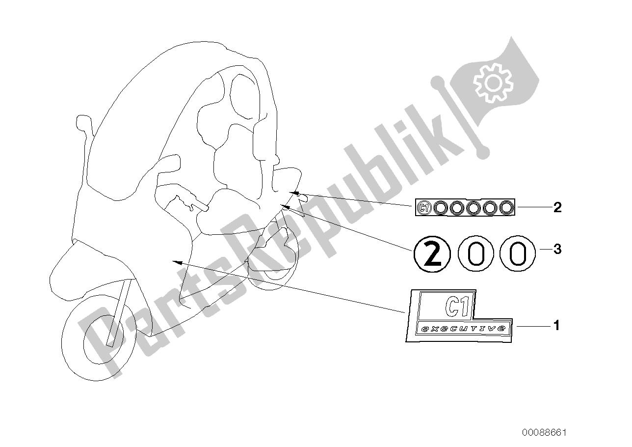 Tutte le parti per il Adesivo, Dirigente del BMW C1 125 2000 - 2004