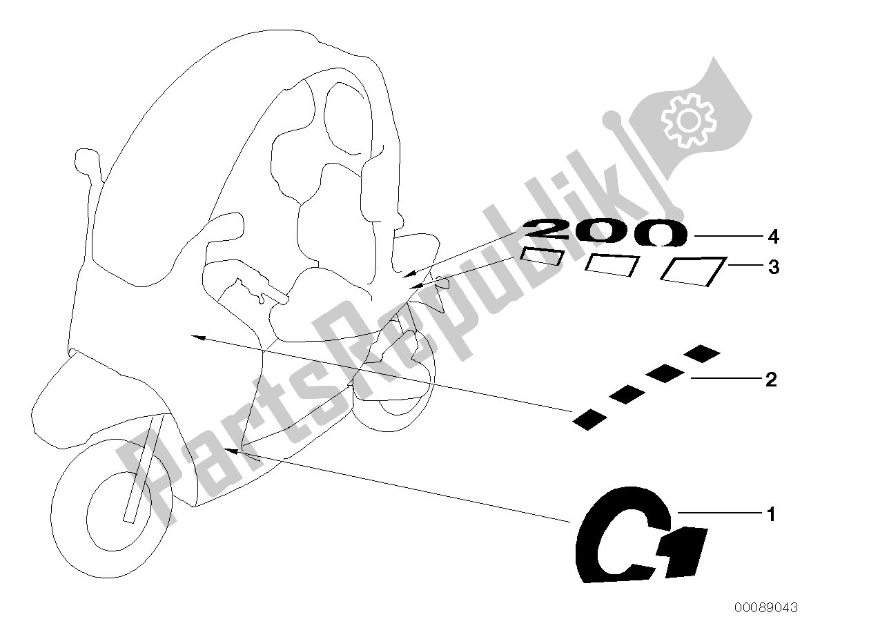 Alle onderdelen voor de Sticker Familie Vriend Vi van de BMW C1 125 2000 - 2004