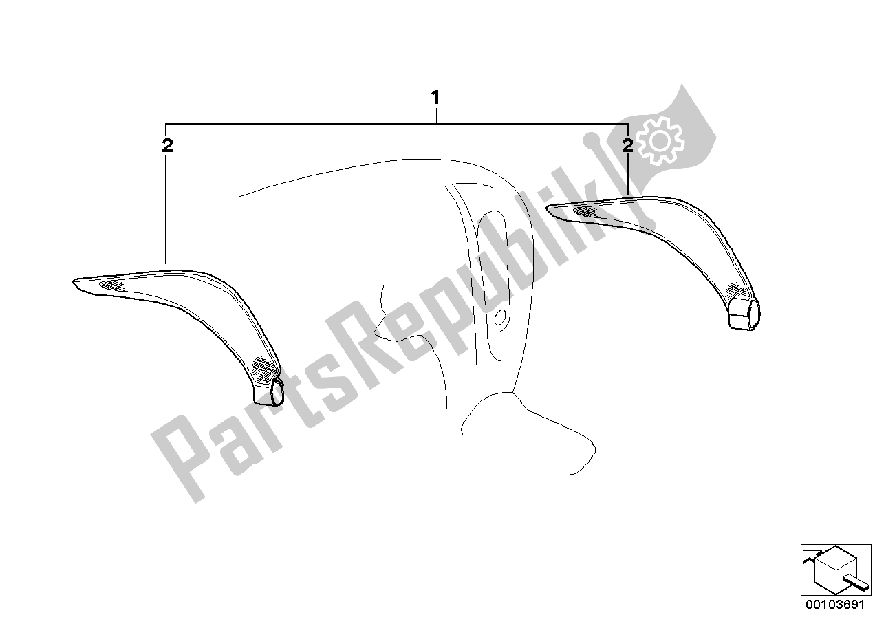 All parts for the Textile Wind Deflector, Lateral of the BMW C1 125 2000 - 2004