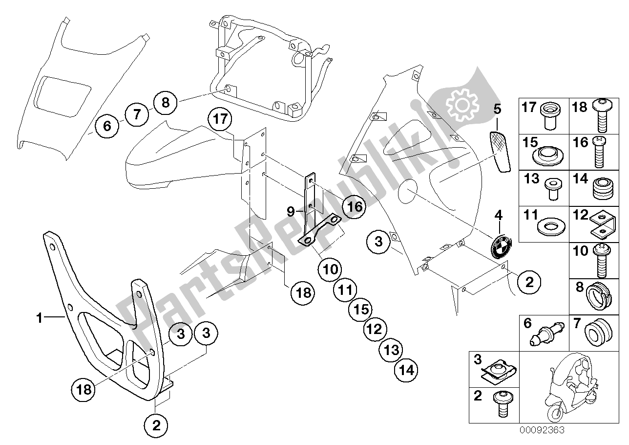 All parts for the Trim Panel Parts - Mounting Parts of the BMW C1 125 2000 - 2004