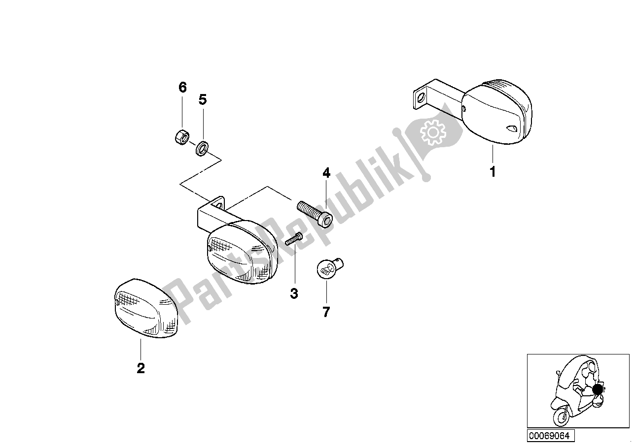 Todas as partes de Indicador De Direção, Traseira do BMW C1 125 2000 - 2004