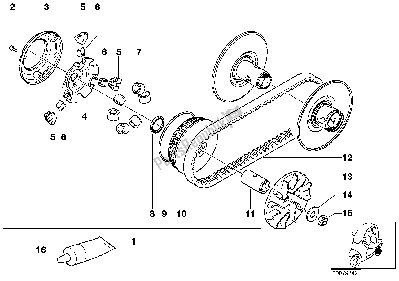 All parts for the Variator, Driving of the BMW C1 125 2000 - 2004