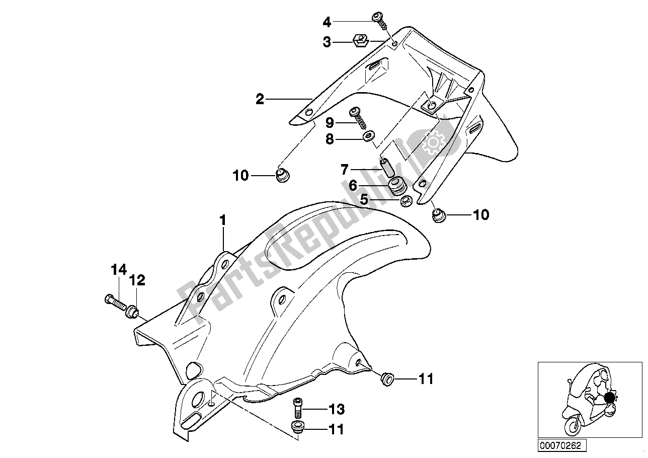 All parts for the Wheel Cover,rear, License Plate Frame of the BMW C1 125 2000 - 2004