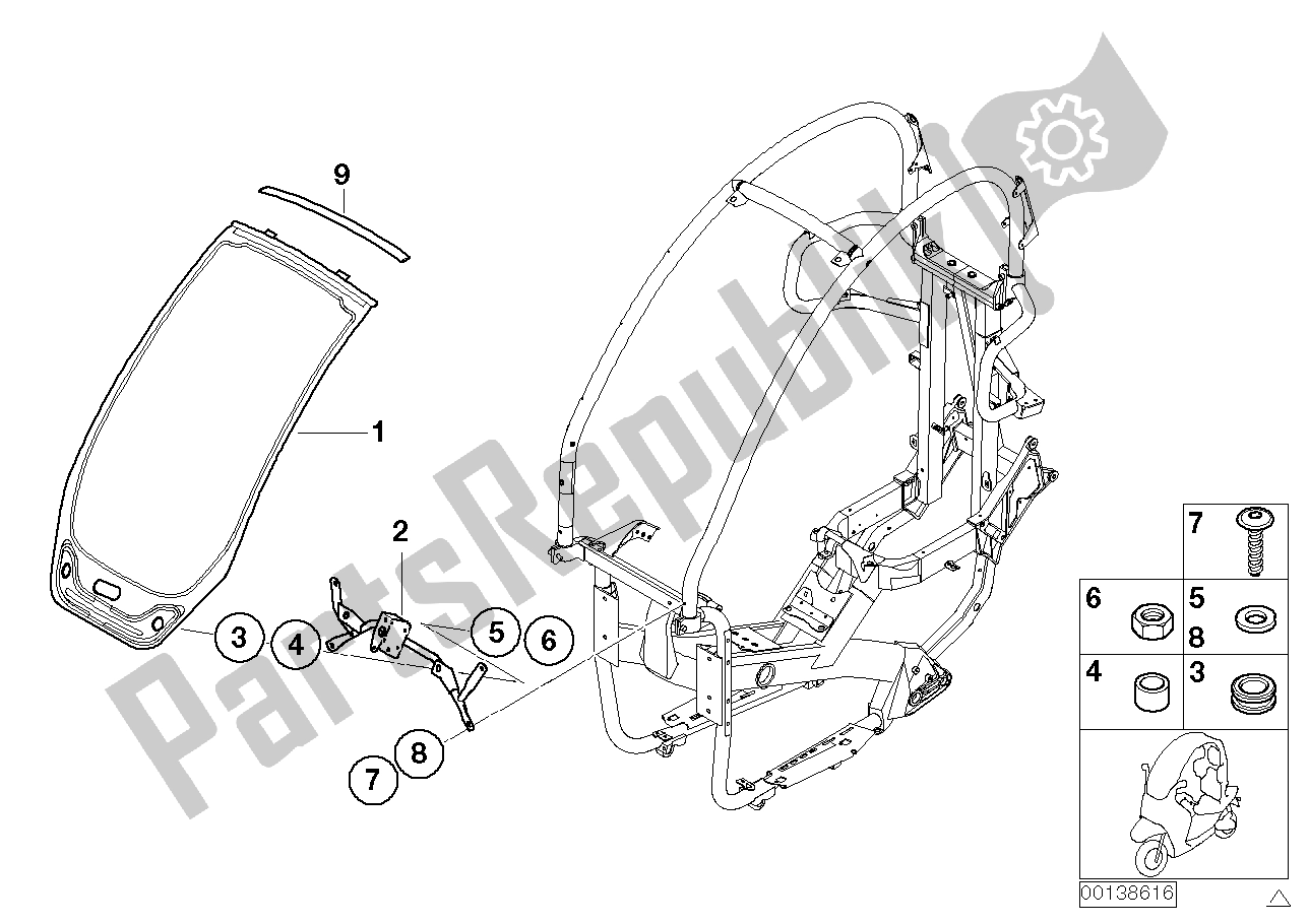All parts for the Windshield Mounted Parts of the BMW C1 125 2000 - 2004