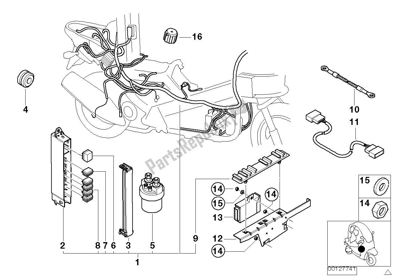 All parts for the Wiring Harness, E-box of the BMW C1 125 2000 - 2004