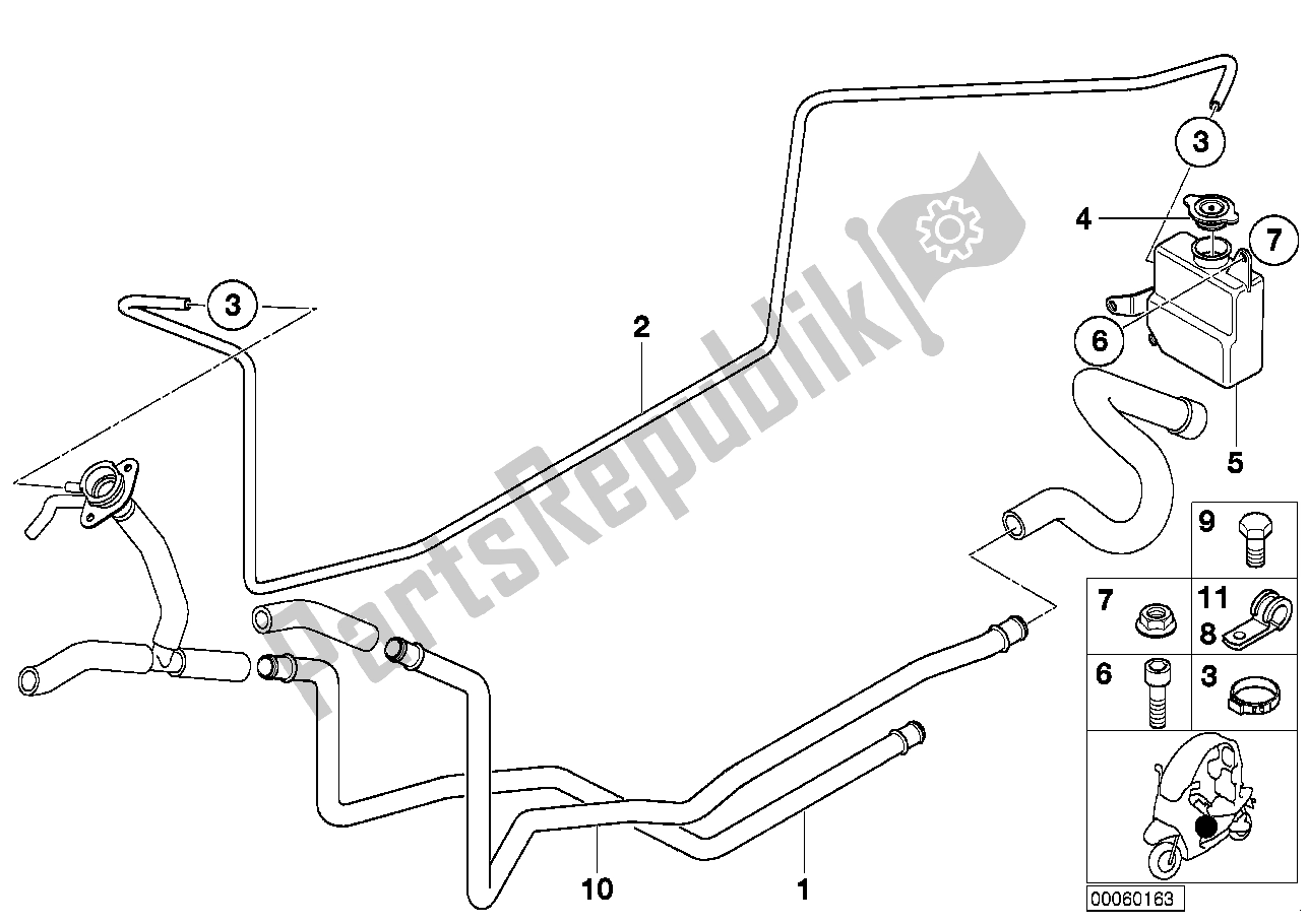 Todas las partes para Tuberías De Agua De Enfriamiento / Tanque De Expansión de BMW C1 200 2000 - 2004