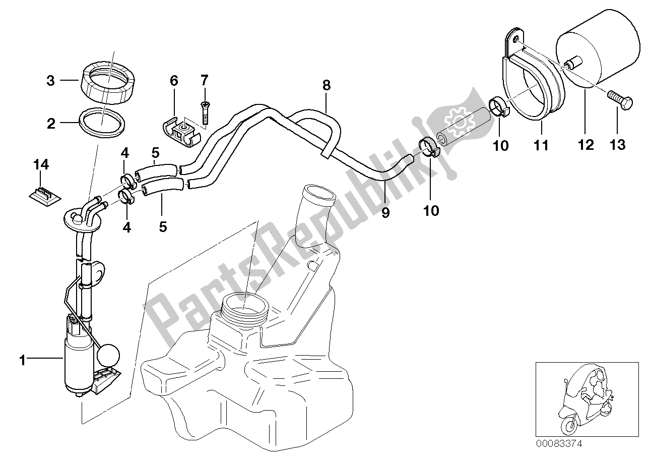 Tutte le parti per il Pompa Del Carburante / Filtro Del Carburante del BMW C1 200 2000 - 2004