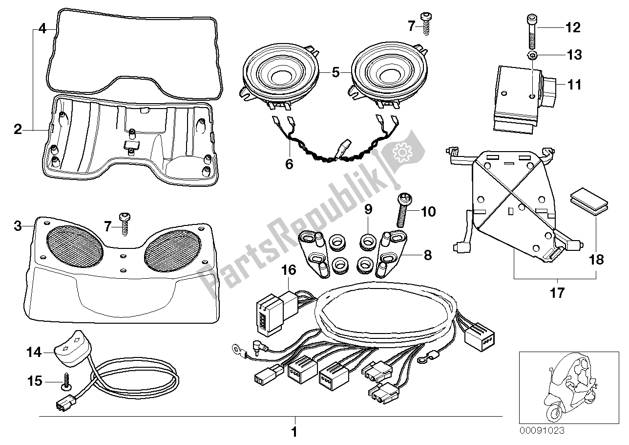 Todas las partes para Sistema De Audio Divertido de BMW C1 200 2000 - 2004