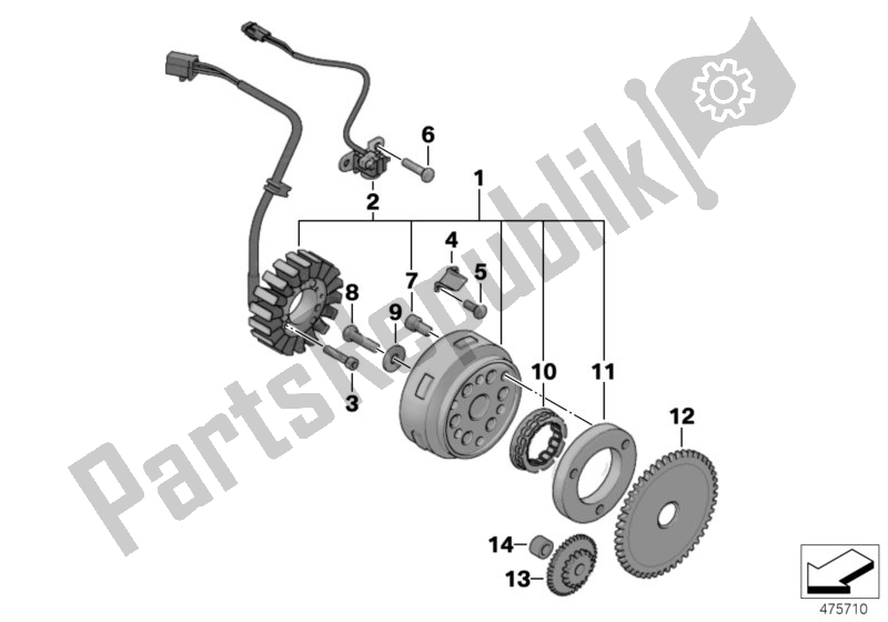 Tutte le parti per il Generatore, Avviamento Overrunn. Lutch Drive del BMW C1 200 2000 - 2004