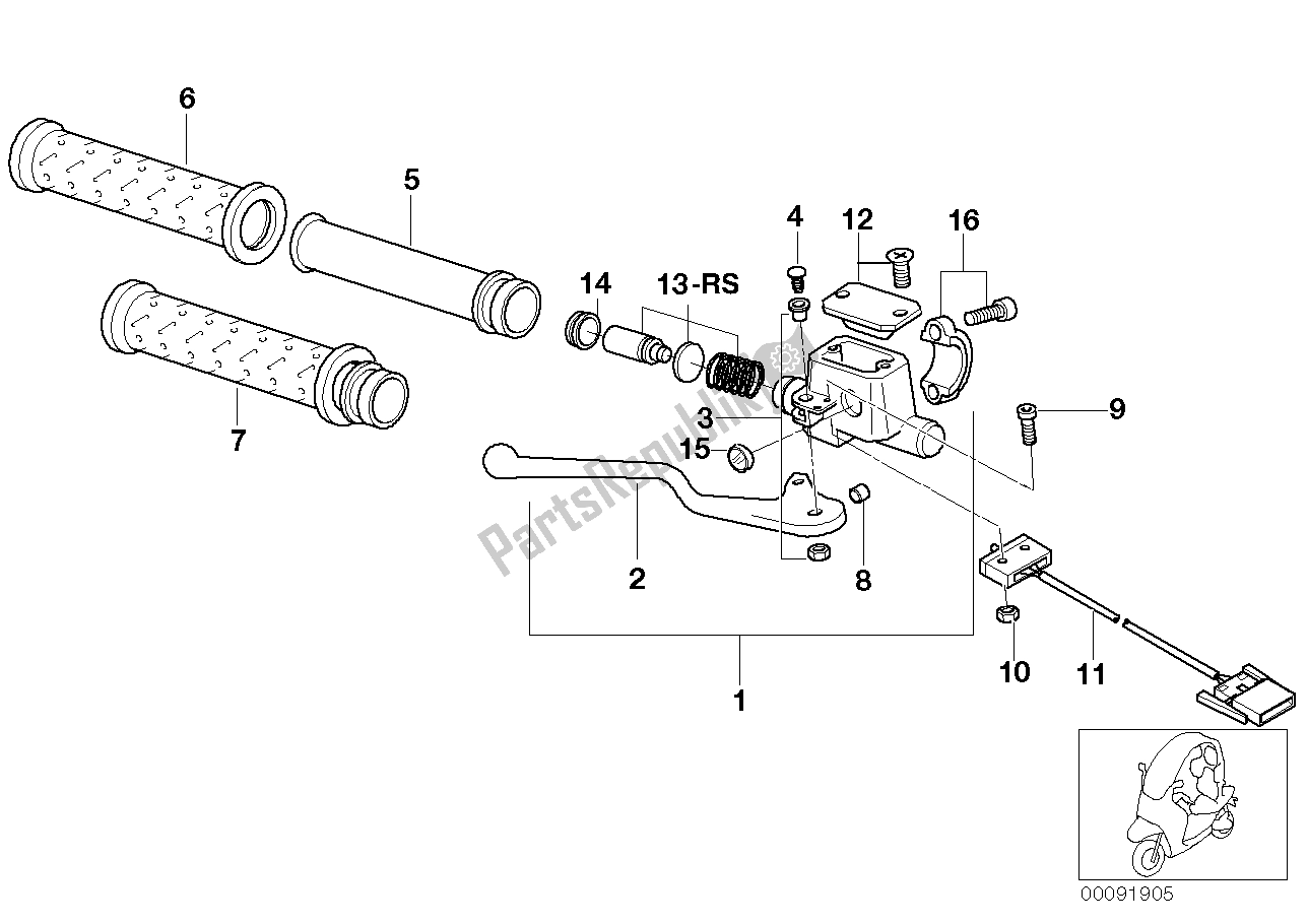 Todas las partes para Unidad De Manejo, Derecha de BMW C1 200 2000 - 2004