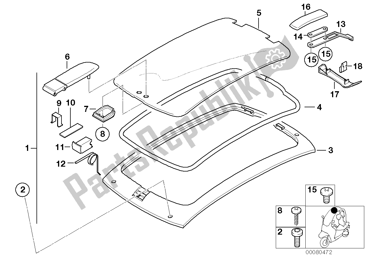 Tutte le parti per il Hardtop del BMW C1 200 2000 - 2004