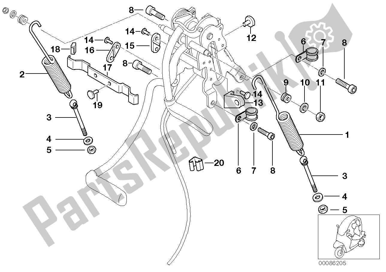 Tutte le parti per il Meccanismo Della Leva Del Ginocchio - Parti Di Montaggio del BMW C1 200 2000 - 2004