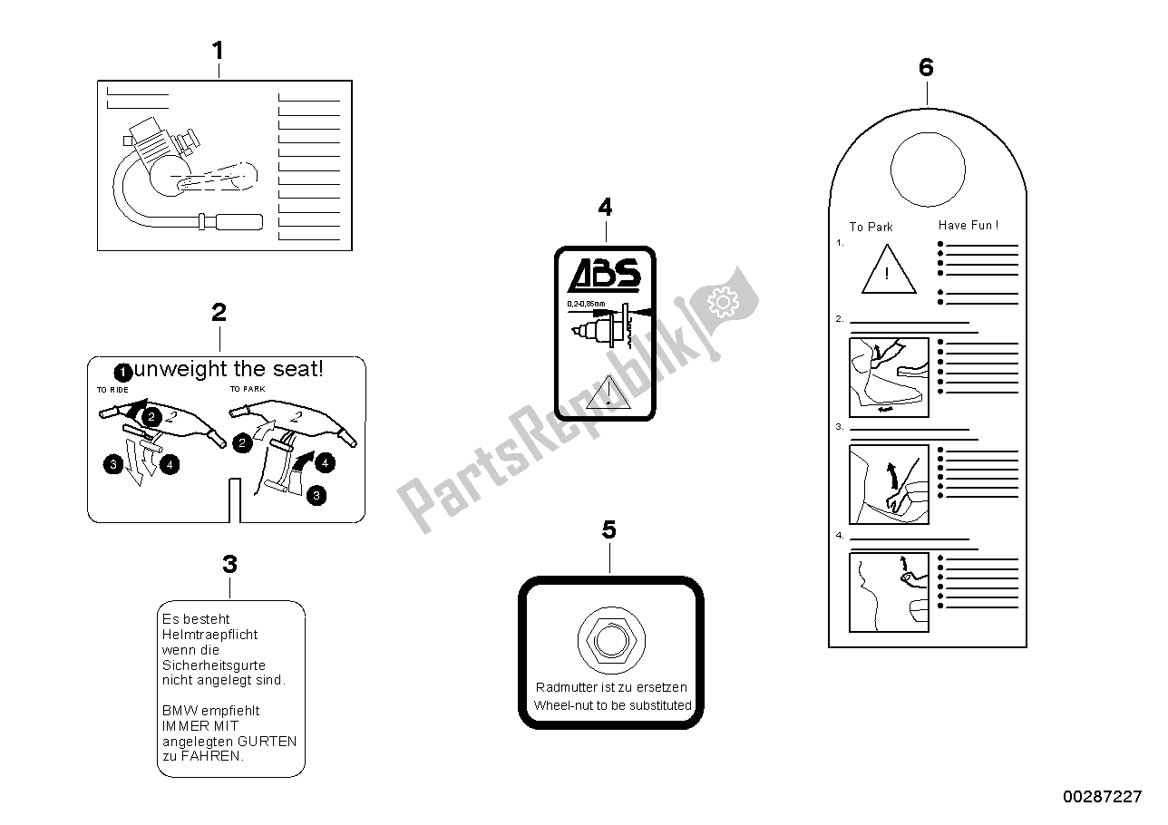 Todas las partes para Etiquetas De Aviso Para C1 de BMW C1 200 2000 - 2004