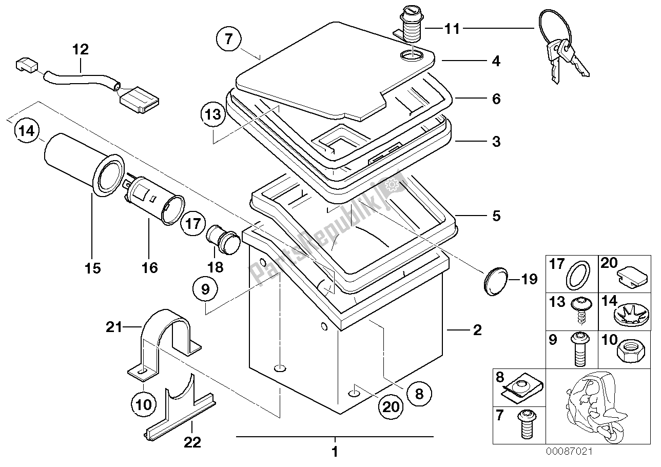 Todas las partes para Bandeja De Piezas Extrañas, Grande de BMW C1 200 2000 - 2004