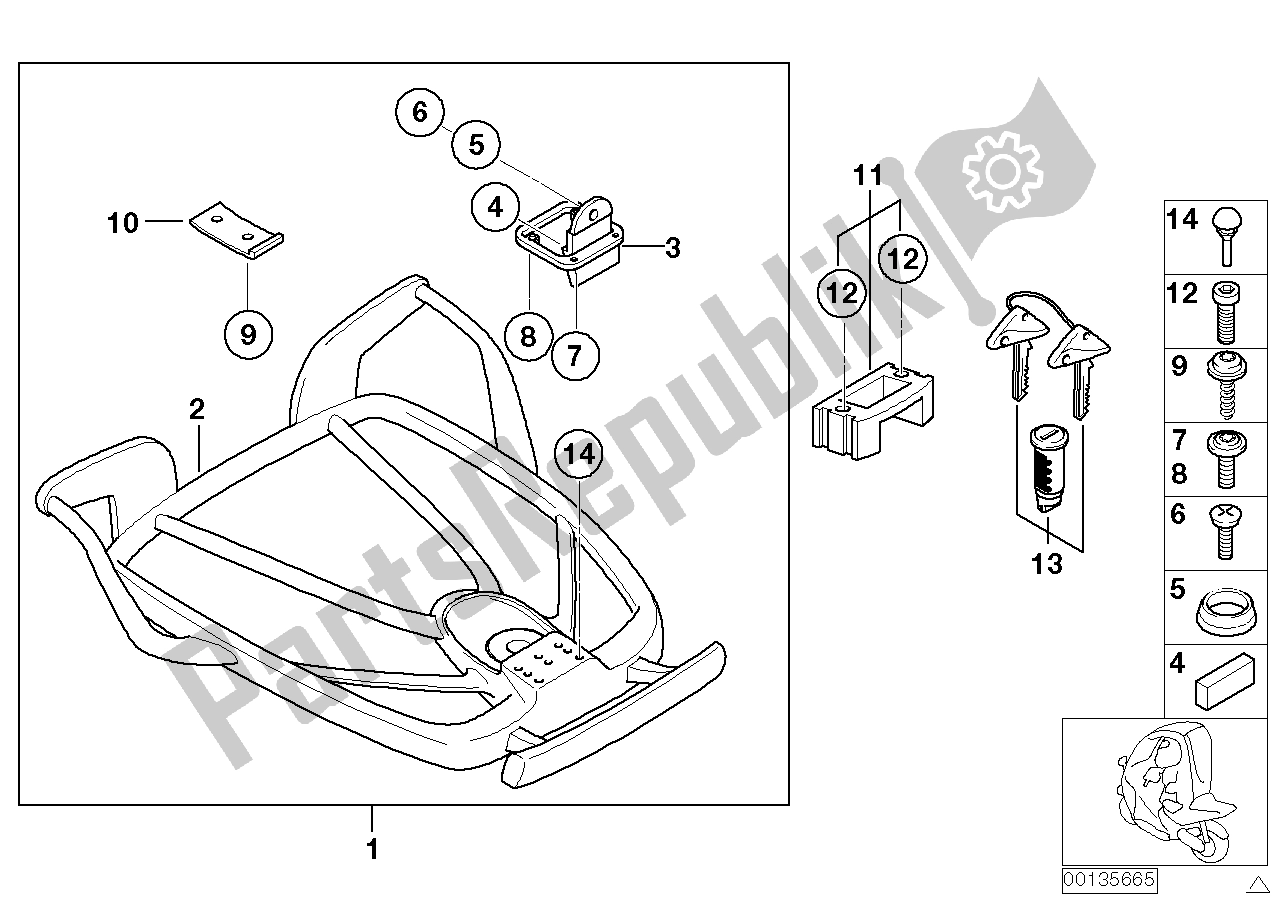 Todas las partes para Kit De Modernización, Baranda De Equipaje de BMW C1 200 2000 - 2004