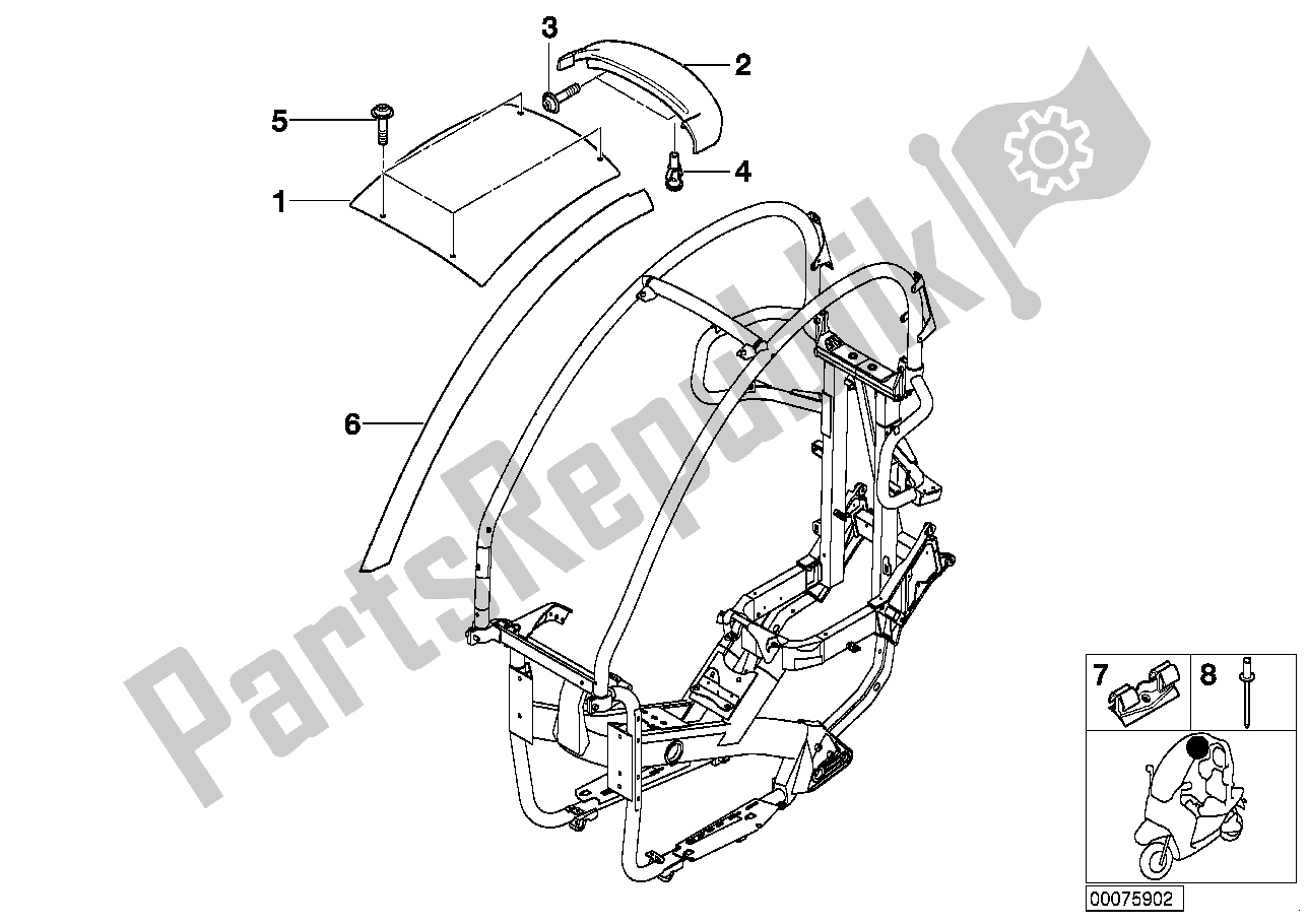 Todas las partes para Techo, Piezas De Montaje de BMW C1 200 2000 - 2004