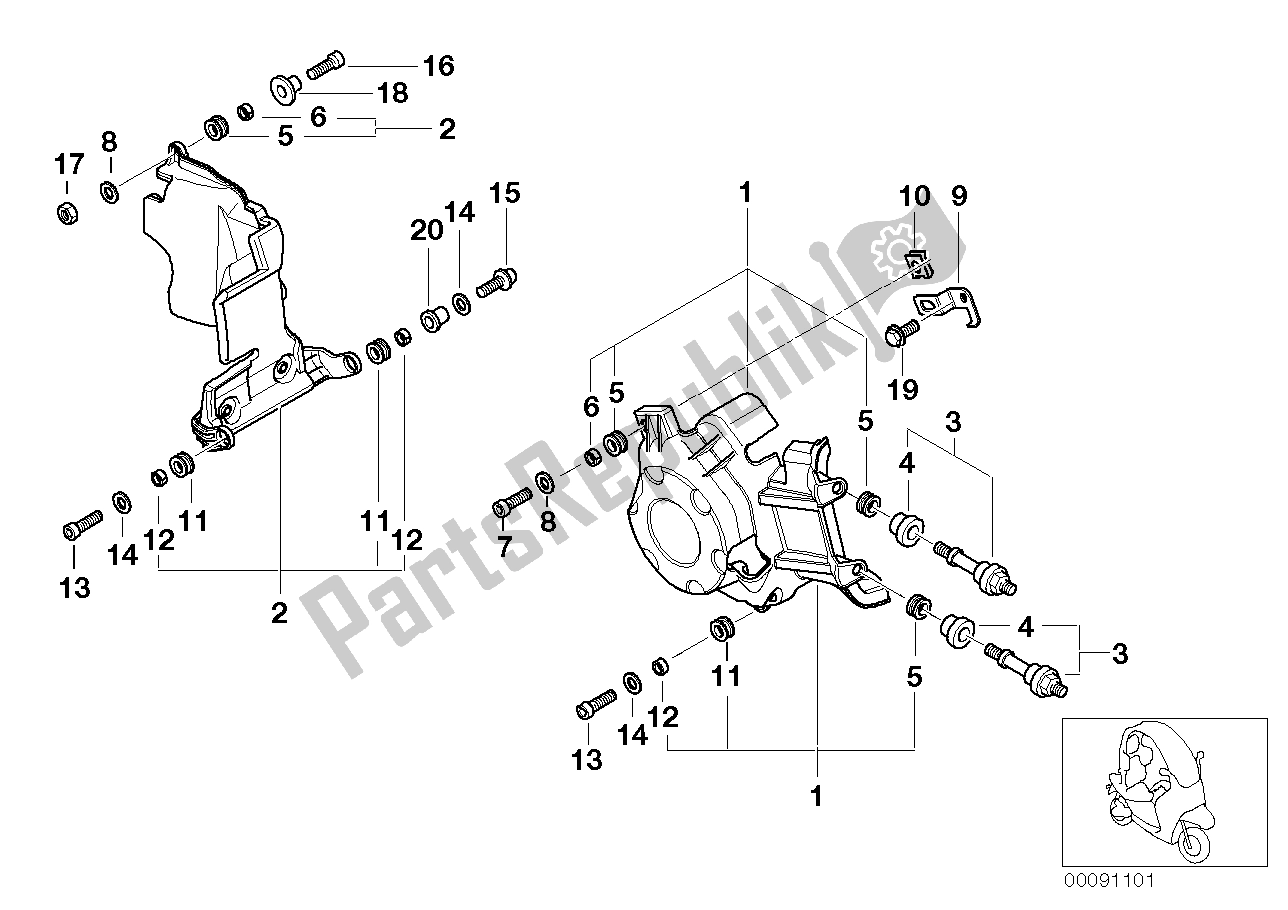 Tutte le parti per il Braccio Oscillante Per Unità Di Isolamento Acustico del BMW C1 200 2000 - 2004