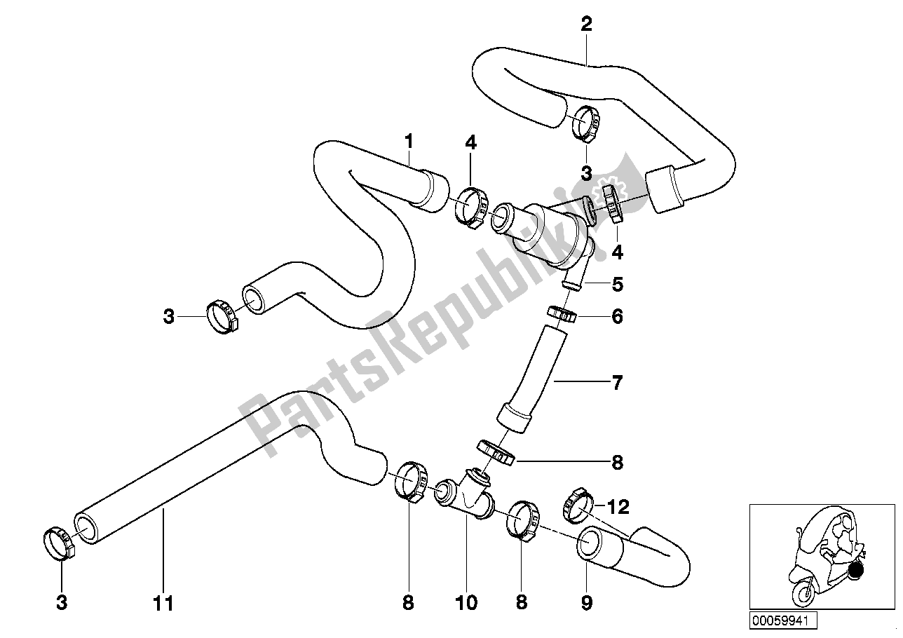 Todas las partes para Mangueras De Termostato / Radiador de BMW C1 200 2000 - 2004