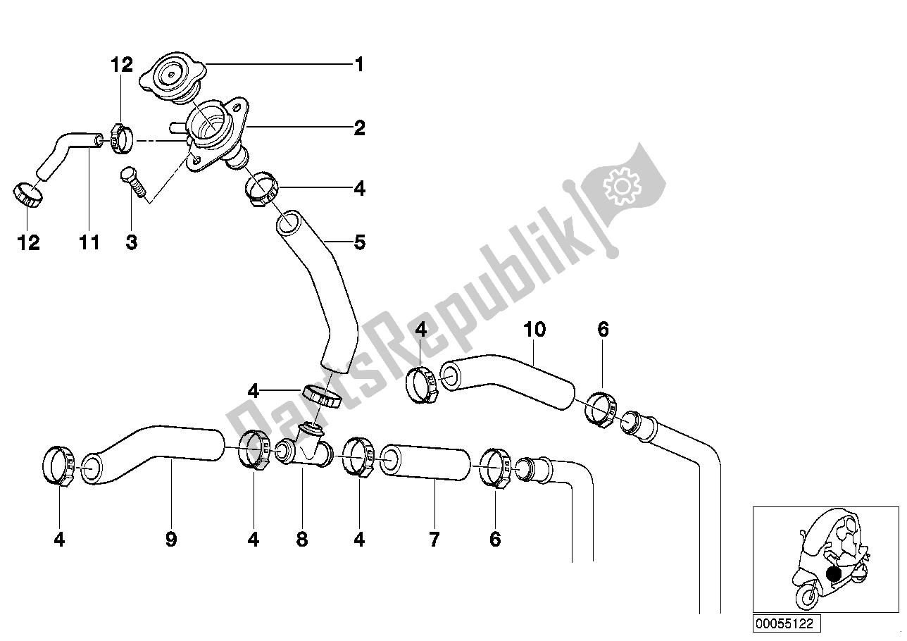 Todas las partes para Mangueras De Termostato / Radiador de BMW C1 200 2000 - 2004