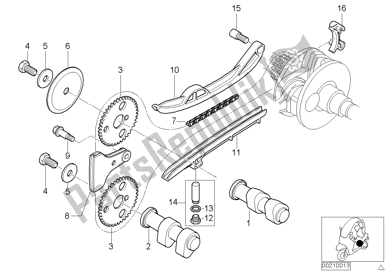 Tutte le parti per il Ingranaggio Distribuzione - Albero A Camme / Trasmissione A Catena del BMW C1 200 2000 - 2004