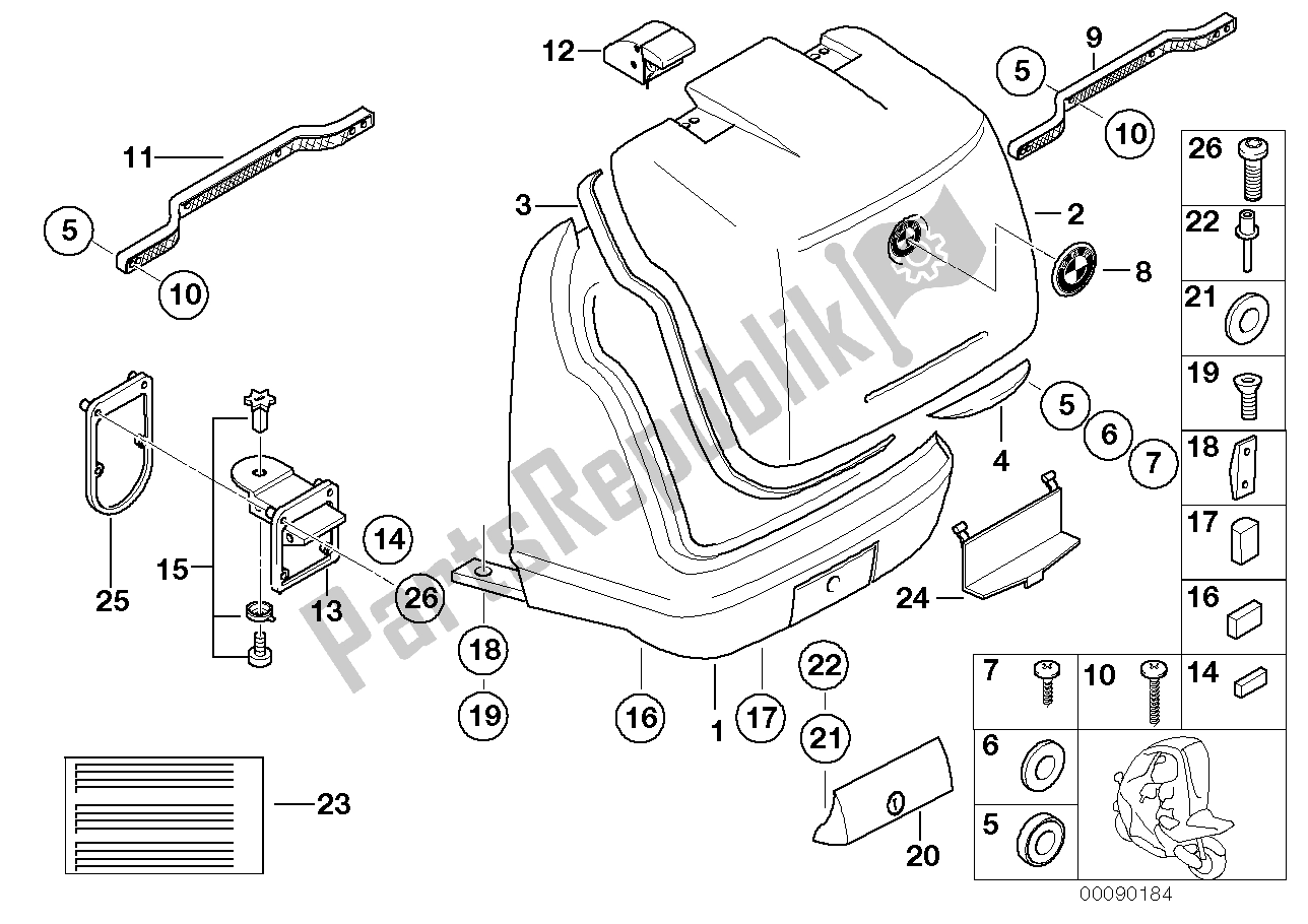 Todas las partes para Caja Superior, Piezas Individuales de BMW C1 200 2000 - 2004