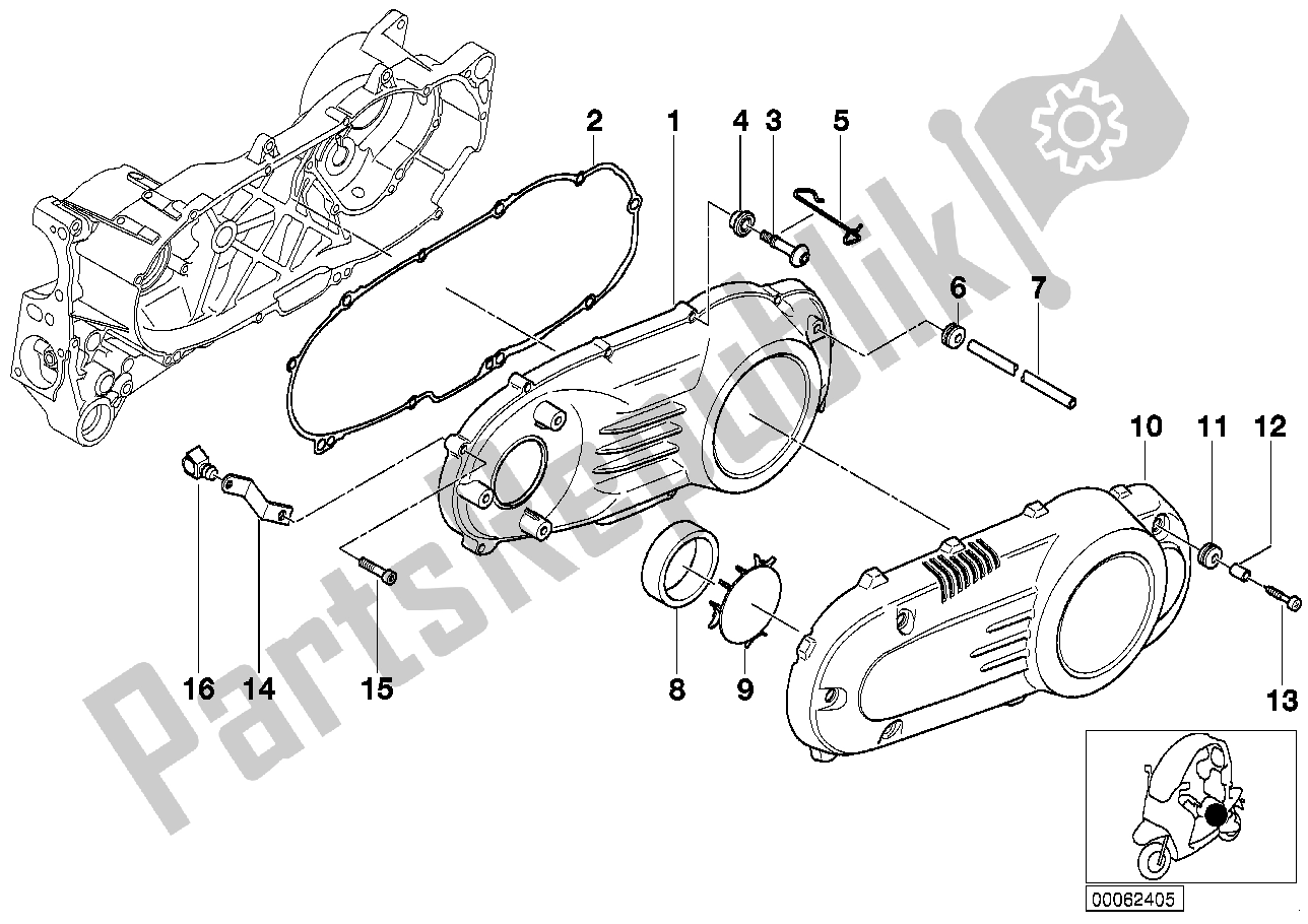 Tutte le parti per il Coperchio Del Variatore del BMW C1 200 2000 - 2004