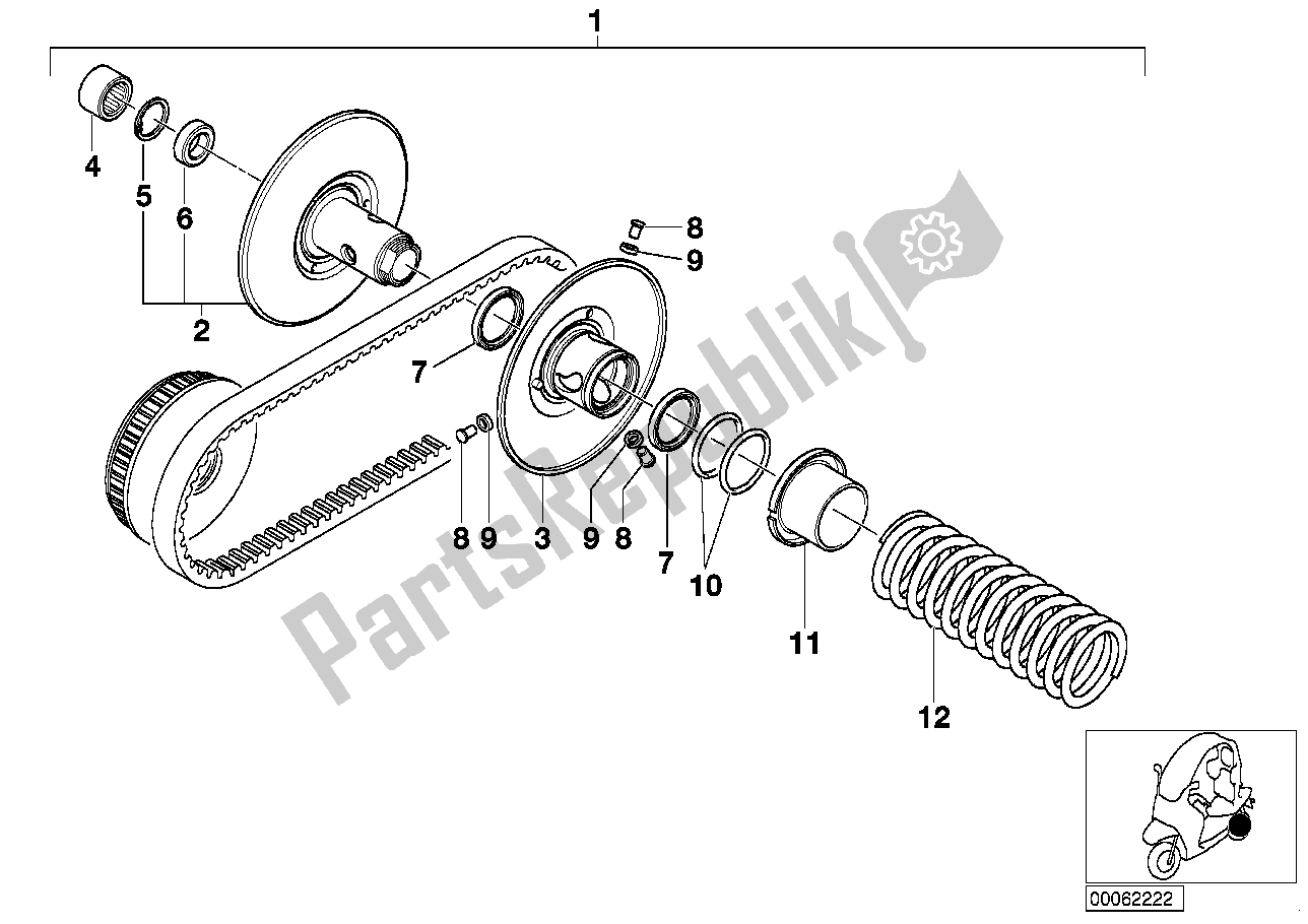 Tutte le parti per il Variatore, Guidato del BMW C1 200 2000 - 2004