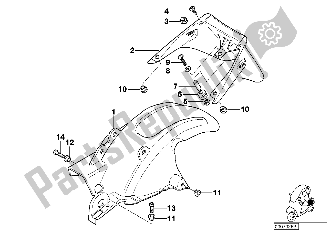 Tutte le parti per il Copriruota, Posteriore, Telaio Targa del BMW C1 200 2000 - 2004