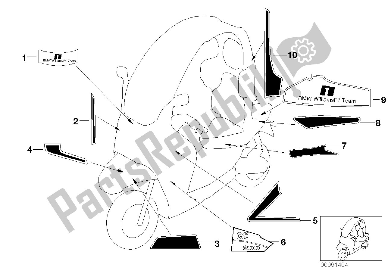 Tutte le parti per il Adesivo Williams F1 del BMW C1 200 2000 - 2004