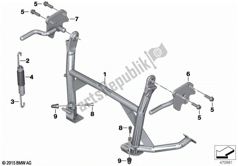 All parts for the Center Stand of the BMW C 650 Sport K 18 2011 - 2019