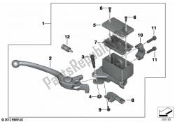 Handbrake lever, front wheel