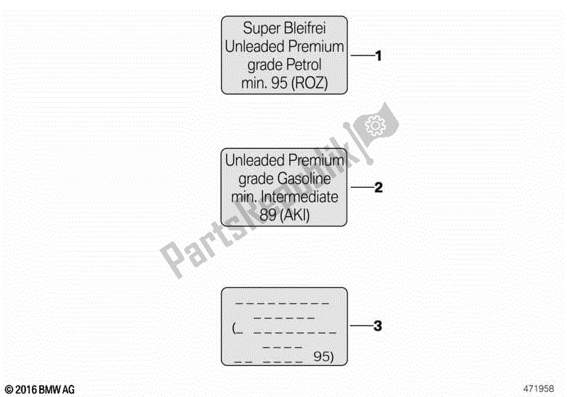 Todas las partes para Etiqueta De Aviso Para Combustible de BMW C 650 GT K 19 2011 - 2015