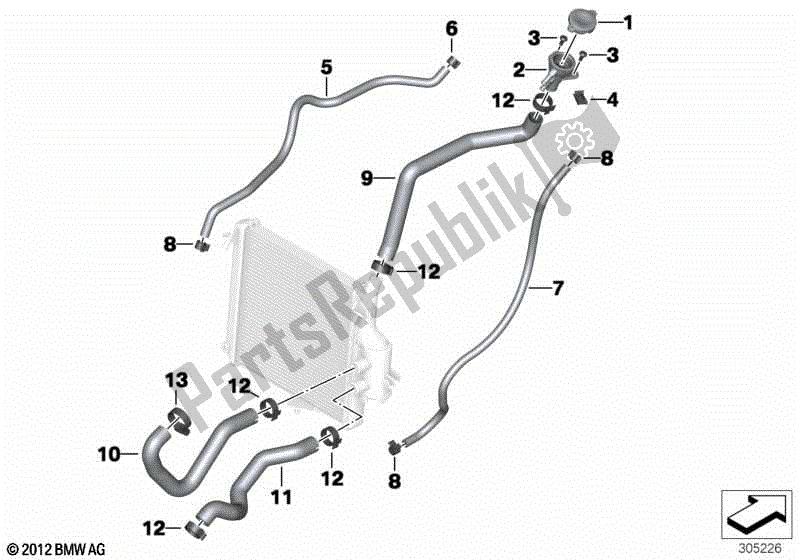 All parts for the Coolant Lines of the BMW C 650 GT K 19 2015 - 2019