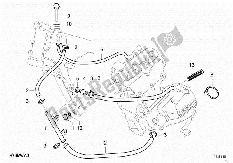 Toutes les pièces pour le Système De Lubrification., Tuyaux du BMW F 650  E 169 1996 - 1999