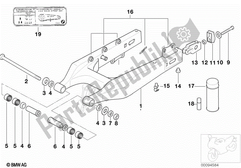 Toutes les pièces pour le Bras Oscillant De Roue Arrière du BMW F 650  E 169 1996 - 1999