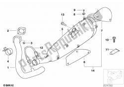 partes del sistema de escape con soportes