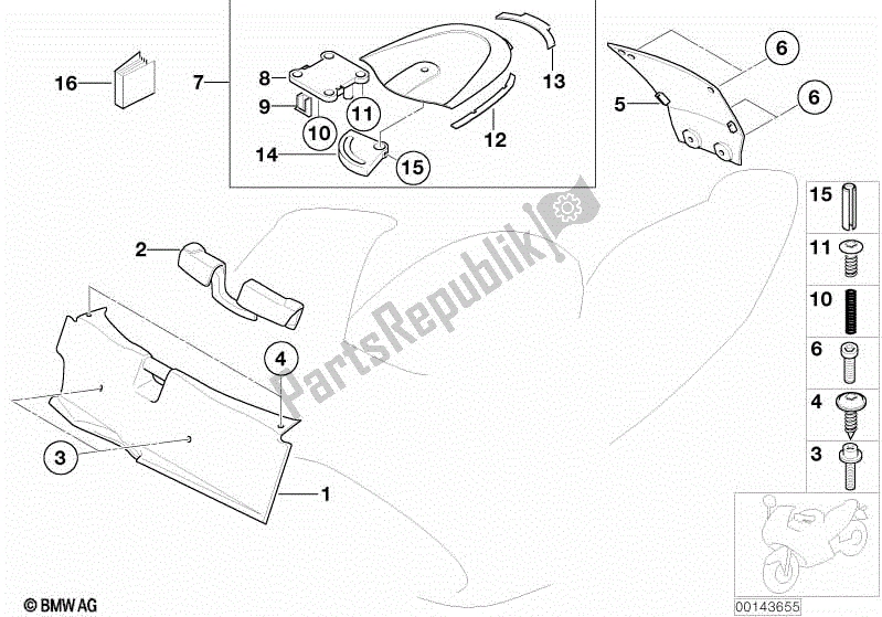 Todas las partes para Almacenamiento De La Cubierta De Partición de BMW F 650 CS K 14 2002 - 2003